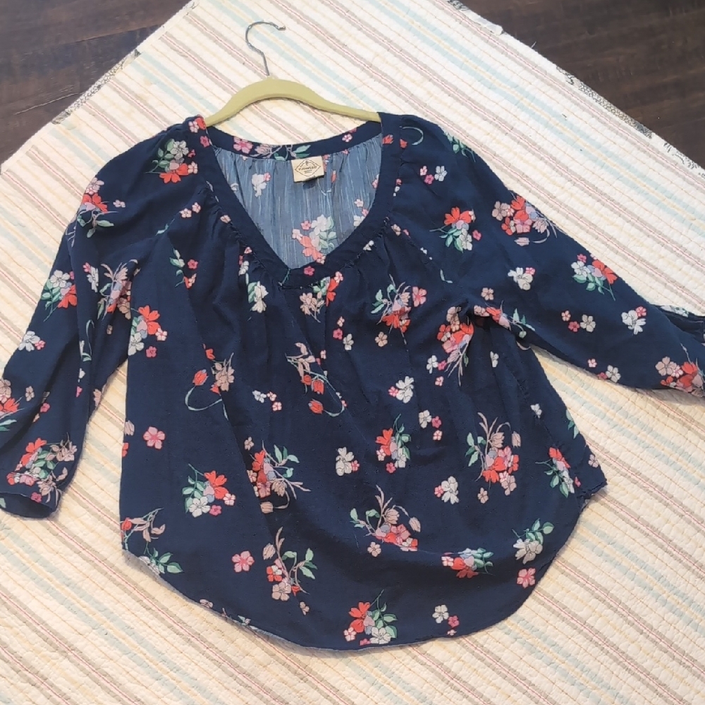 St. John's Bay Navy Floral Blouse
